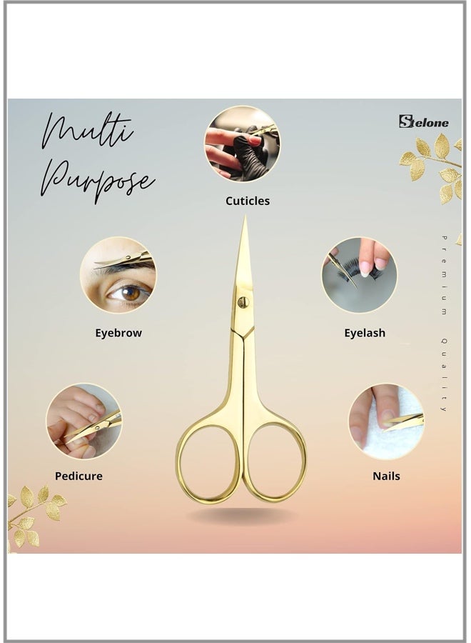 Stainless Steel Brow/Nose Hair Scissors with Type A Point Tips - 2.0mm Gold-Tone Type A (Blister Card Packaging) - Image 2